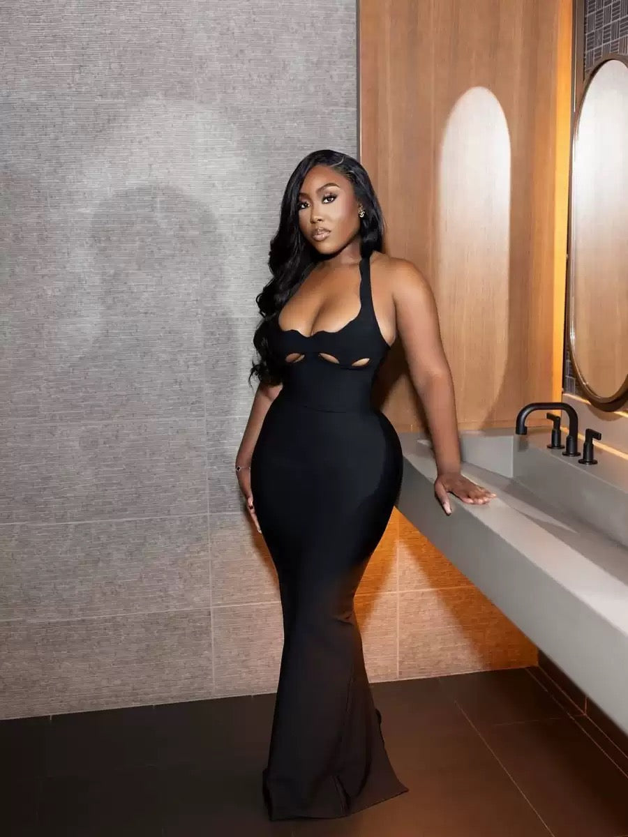 Black Midnight Silhouette Cut-Out Maxi Dress